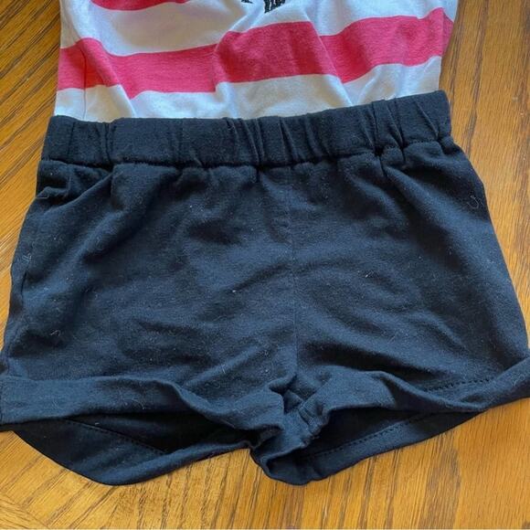 U.S. Polo Assn. 0/3M (Girl) baby romper stripe bow nautical tropical beach - Picture 3 of 8